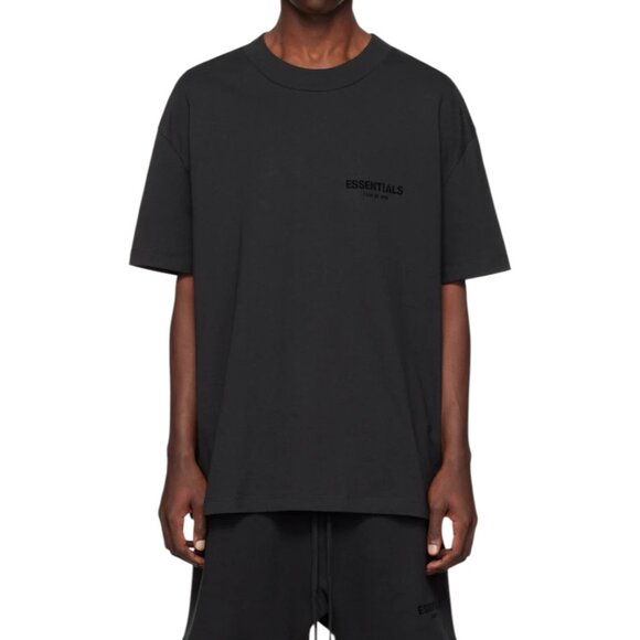 Fear of God Essentials Flocked Logo T Shirt Gray Size Large NWOT - Picture 1 of 8